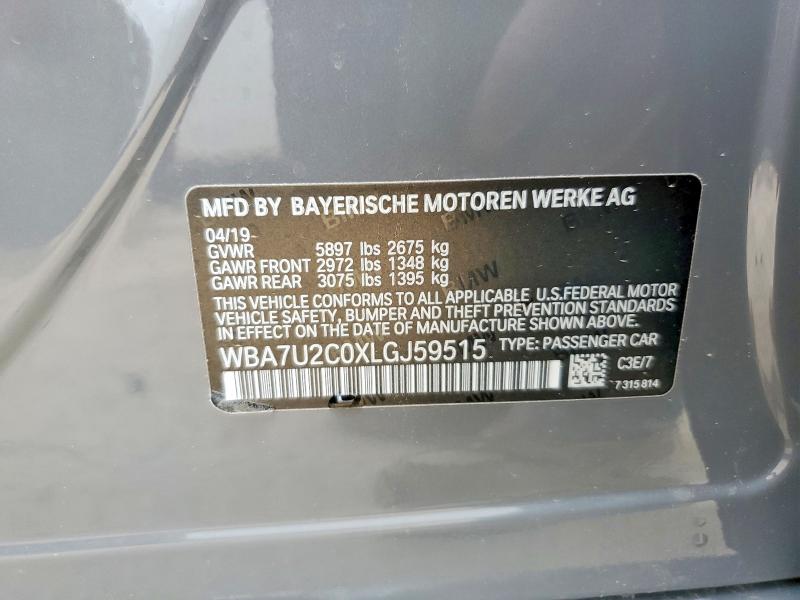 2020 Bmw 750 მანქანა იყიდება აუქციონზე, vin: WBA7U2C0XLGJ59515, აუქციონის ნომერი: 50468046