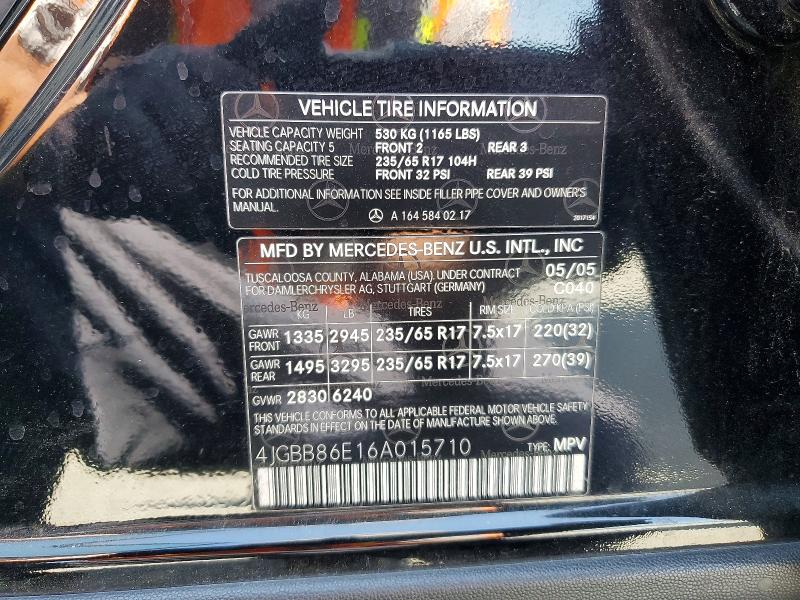 Продаж на аукціоні авто 2006 Mercedes-benz Ml, vin: 4JGBB86E16A015710, номер лоту: 48971456