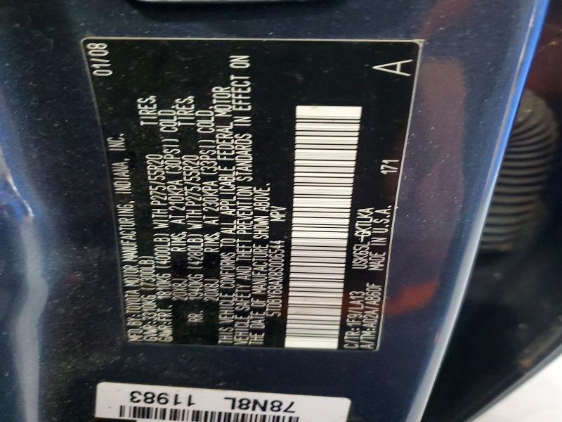48946026 :رقم المزاد ، 5TDBY68AX8S006544 vin ، 2008 Toyota Sequoia مزاد بيع