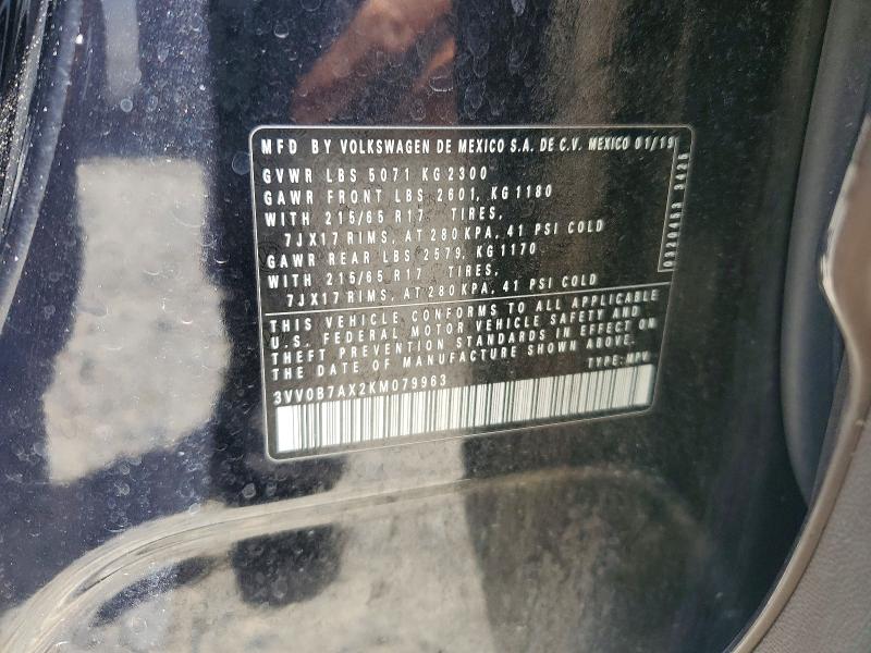 Продаж на аукціоні авто 2019 Volkswagen Tiguan, vin: 3VV0B7AX2KM079963, номер лоту: 49517726