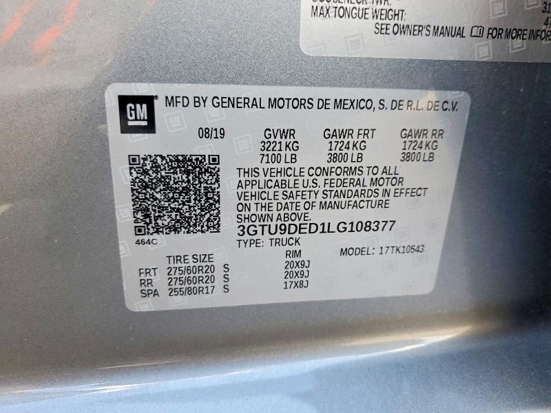 Продажа на аукционе авто 2020 Gmc Sierra, vin: 3GTU9DED1LG108377, номер лота: 50425516