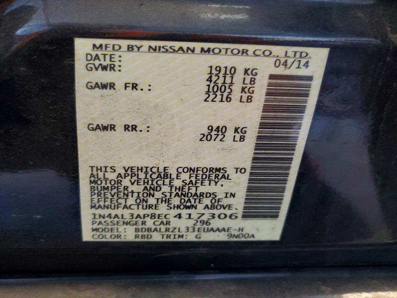 49480446 :رقم المزاد ، 1N4AL3AP8EC417306 vin ، 2014 Nissan Altima مزاد بيع