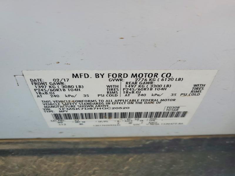 Aukcja sprzedaży 2017 Ford Explorer, vin: 1FM5K7D87HGC20520, numer aukcji: 51110386