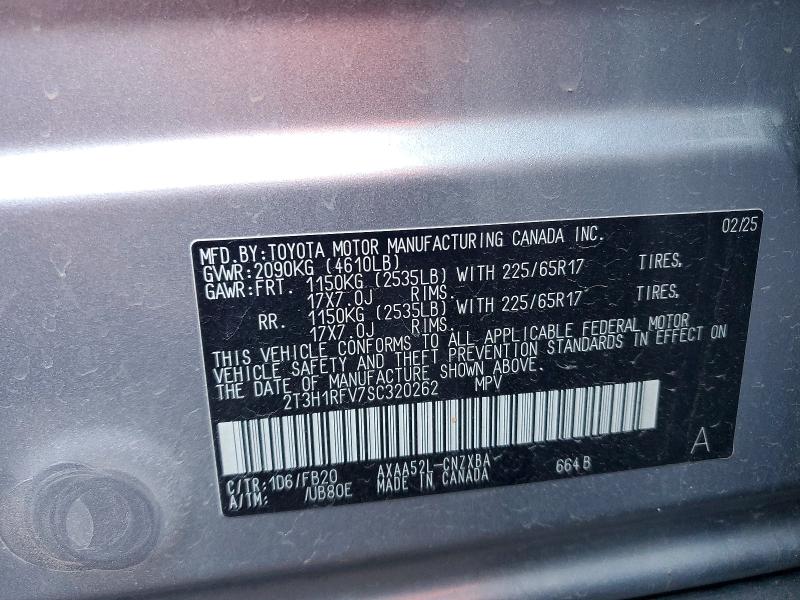 Продажа на аукционе авто 2025 Toyota Rav4, vin: 2T3H1RFV7SC320262, номер лота: 53160636