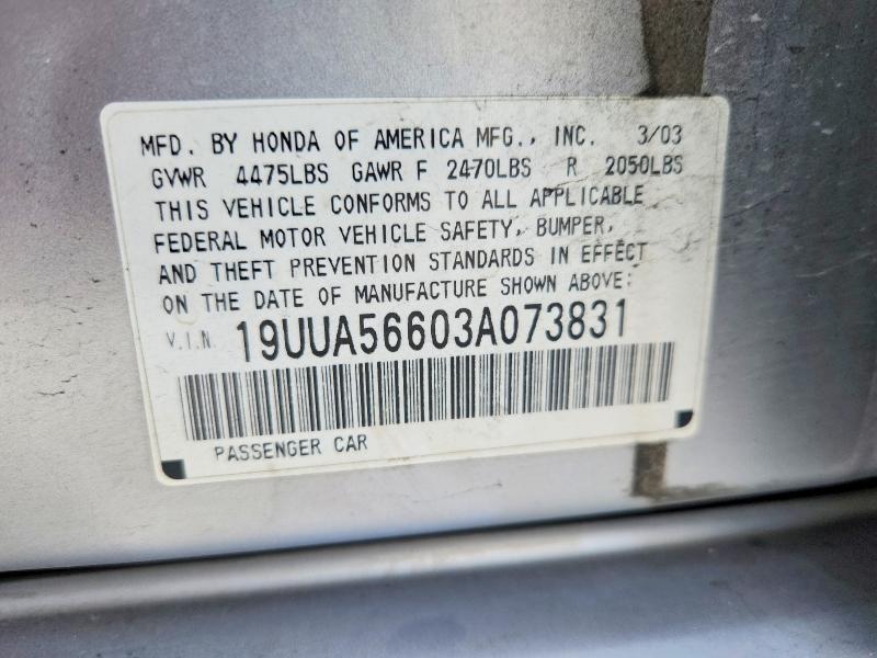 50274816 :رقم المزاد ، 19UUA56603A073831 vin ، 2003 Acura 3.2tl مزاد بيع