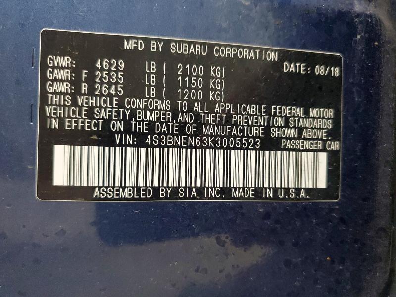 Aukcja sprzedaży 2019 Subaru Legacy, vin: 4S3BNEN63K3005523, numer aukcji: 51131326