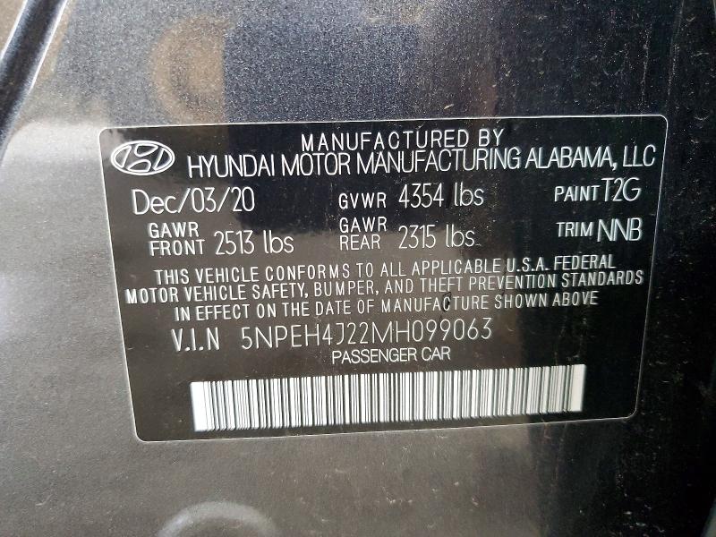 2021 Hyundai Sonata მანქანა იყიდება აუქციონზე, vin: 5NPEH4J22MH099063, აუქციონის ნომერი: 50937986