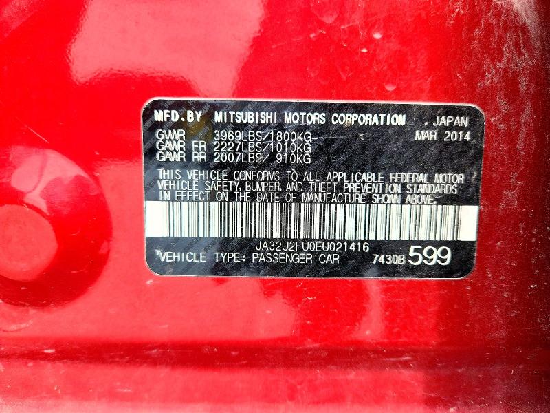 Продаж на аукціоні авто 2014 Mitsubishi Lancer, vin: JA32U2FU0EU021416, номер лоту: 48386716