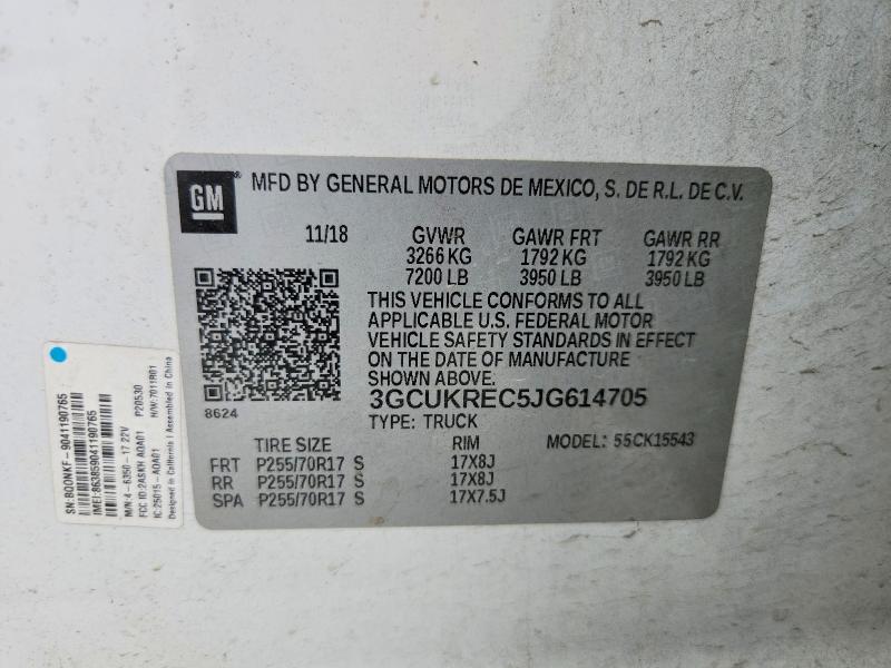 2018 Chevrolet Silverado მანქანა იყიდება აუქციონზე, vin: 3GCUKREC5JG614705, აუქციონის ნომერი: 49495676