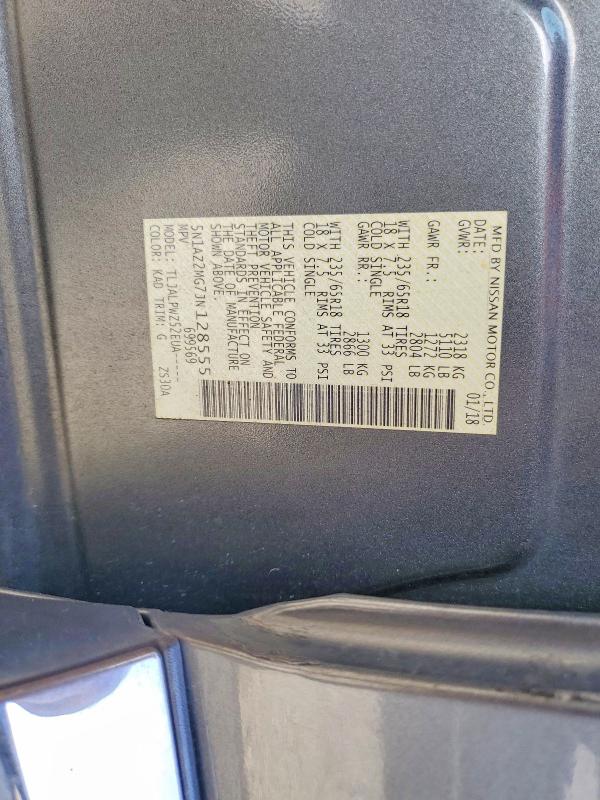 Продаж на аукціоні авто 2018 Nissan Murano, vin: 5N1AZ2MG7JN128555, номер лоту: 51061286