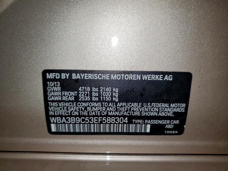 2014 Bmw 335 მანქანა იყიდება აუქციონზე, vin: WBA3B9C53EF588304, აუქციონის ნომერი: 50920326