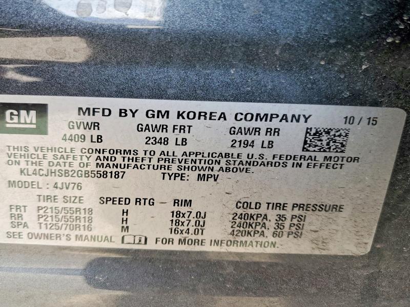 49173406 :رقم المزاد ، KL4CJHSB2GB558187 vin ، 2016 Buick Encore مزاد بيع