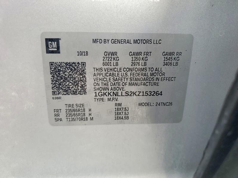 Продаж на аукціоні авто 2019 Gmc Acadia, vin: 1GKKNLLS2KZ153264, номер лоту: 50245426