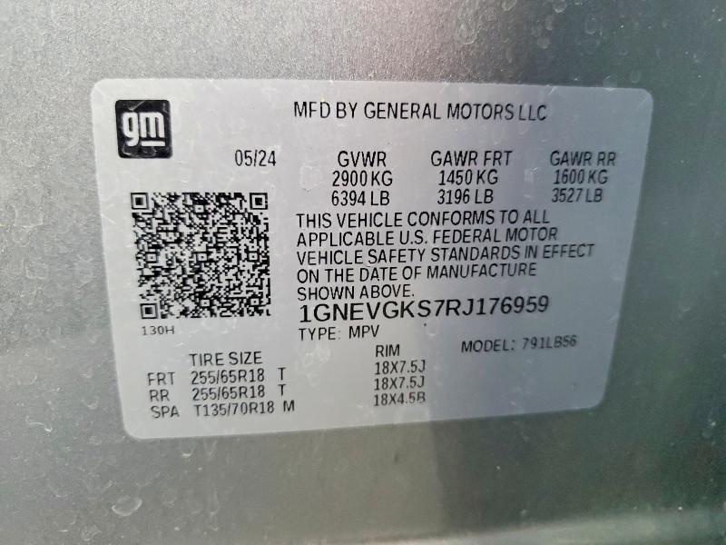 Продаж на аукціоні авто 2024 Chevrolet Traverse, vin: 1GNEVGKS7RJ176959, номер лоту: 50390386