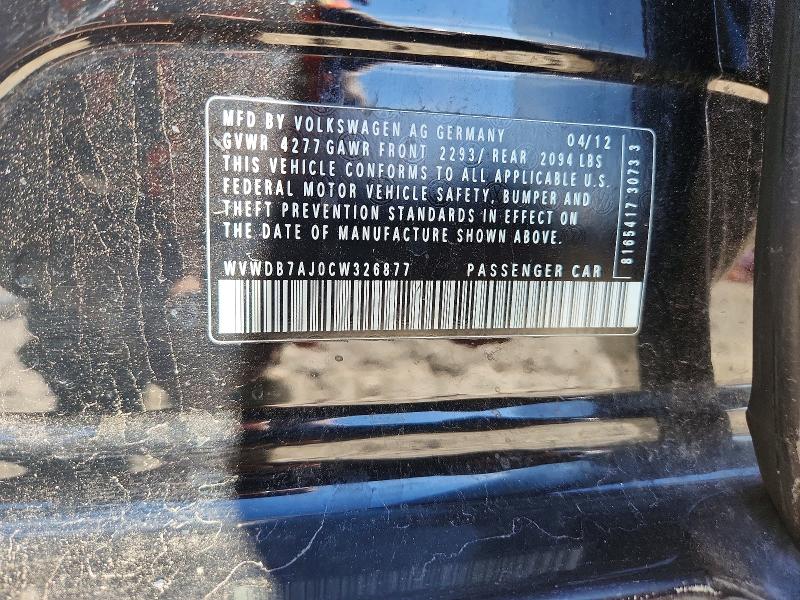 Auction sale of the 2012 Volkswagen Golf, vin: WVWDB7AJ0CW326877, lot number: 48912756