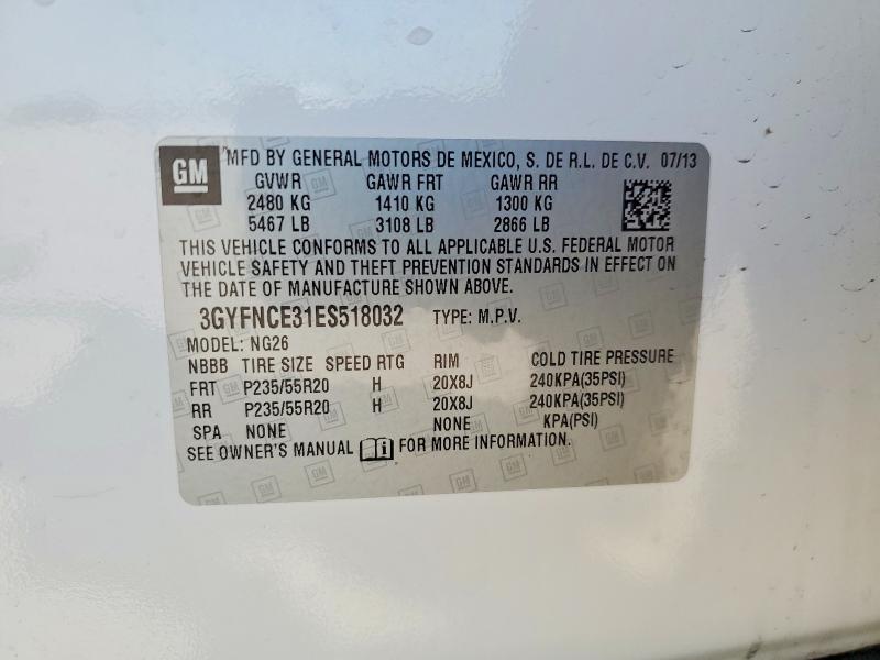 2014 Cadillac Srx მანქანა იყიდება აუქციონზე, vin: 3GYFNCE31ES518032, აუქციონის ნომერი: 49512956