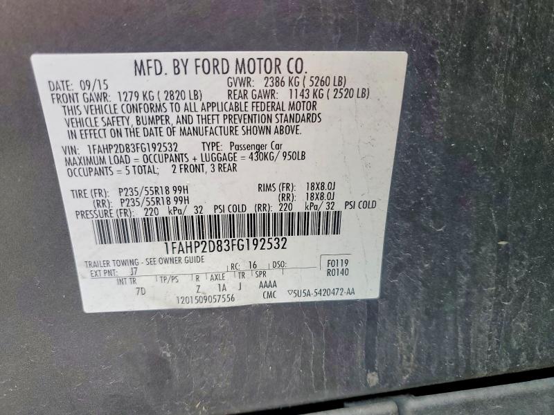 Aukcja sprzedaży 2015 Ford Taurus, vin: 1FAHP2D83FG192532, numer aukcji: 48048056