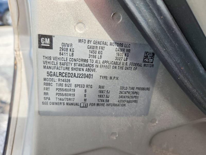 2010 Buick Enclave მანქანა იყიდება აუქციონზე, vin: 5GALRCED2AJ220401, აუქციონის ნომერი: 51843806
