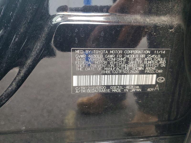 Aukcja sprzedaży 2015 Lexus Is 350, vin: JTHBE1D27F5017626, numer aukcji: 48995486