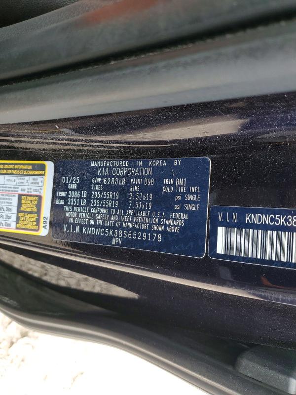 49636206 :رقم المزاد ، KNDNC5K38S6529178 vin ، 2025 Kia Carnival مزاد بيع