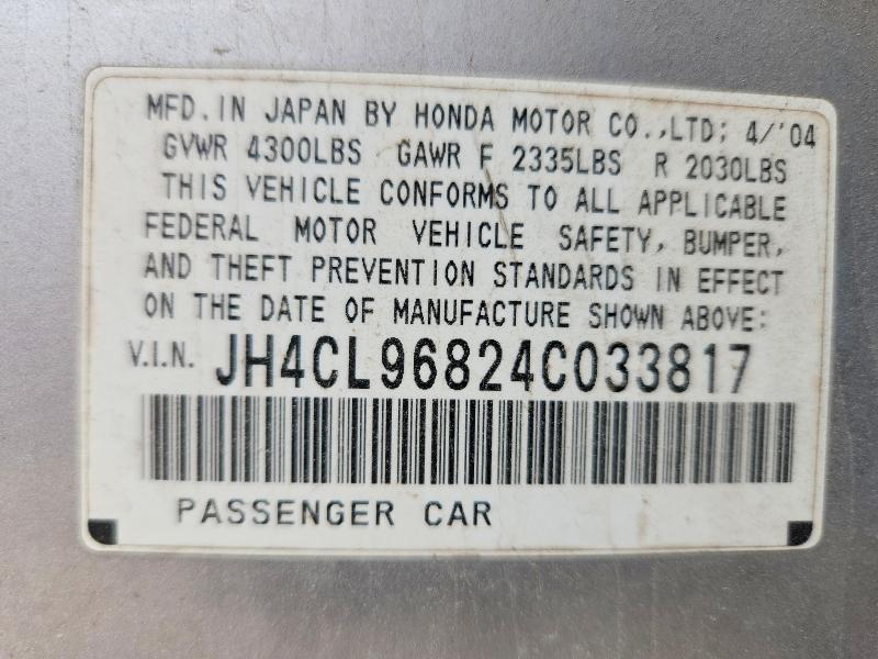 Aukcja sprzedaży 2004 Acura Tsx, vin: JH4CL96824C033817, numer aukcji: 50302416