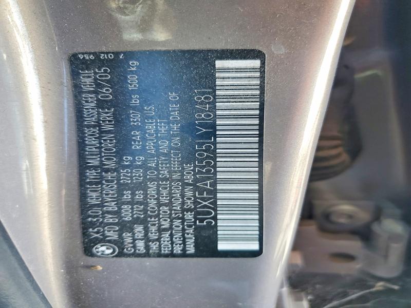 Aukcja sprzedaży 2005 Bmw X5, vin: 5UXFA13595LY18481, numer aukcji: 50142276