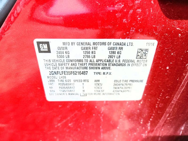 Aukcja sprzedaży 2015 Chevrolet Equinox, vin: 2GNFLFE35F6216487, numer aukcji: 49868506