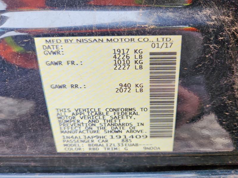 Aukcja sprzedaży 2017 Nissan Altima, vin: 1N4AL3AP9HC191409, numer aukcji: 51011396