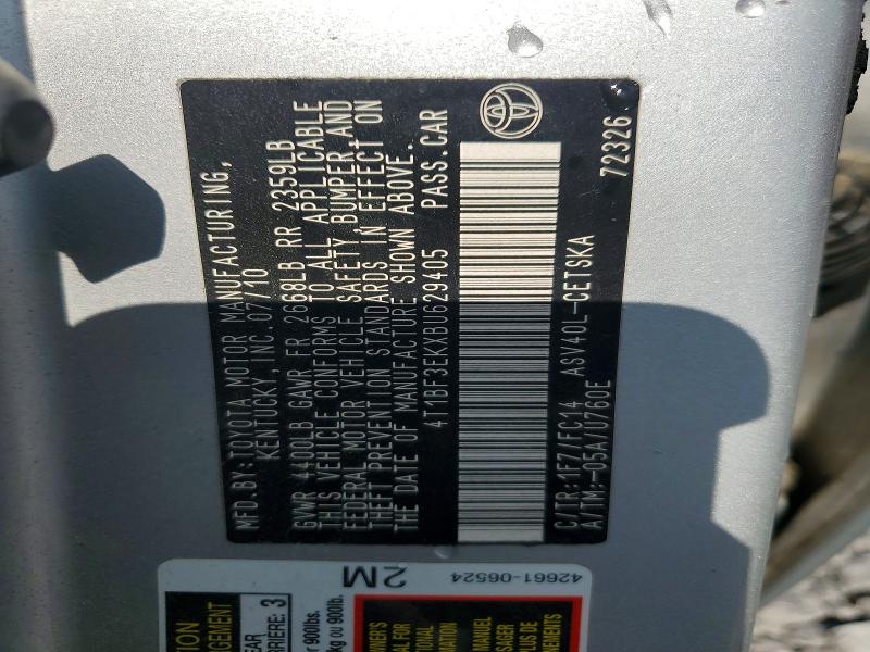 49893496 :رقم المزاد ، 4T1BF3EKXBU629405 vin ، 2011 Toyota Camry مزاد بيع