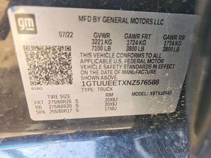 Продажа на аукционе авто 2022 Gmc Sierra, vin: 1GTUUEETXNZ576588, номер лота: 48451516