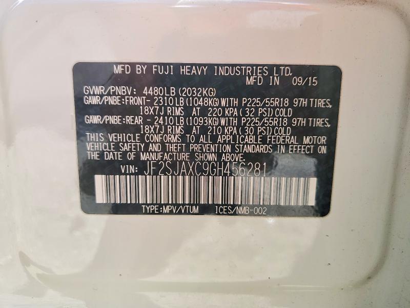 50648976 :رقم المزاد ، JF2SJAXC9GH456281 vin ، 2016 Subaru Forester مزاد بيع