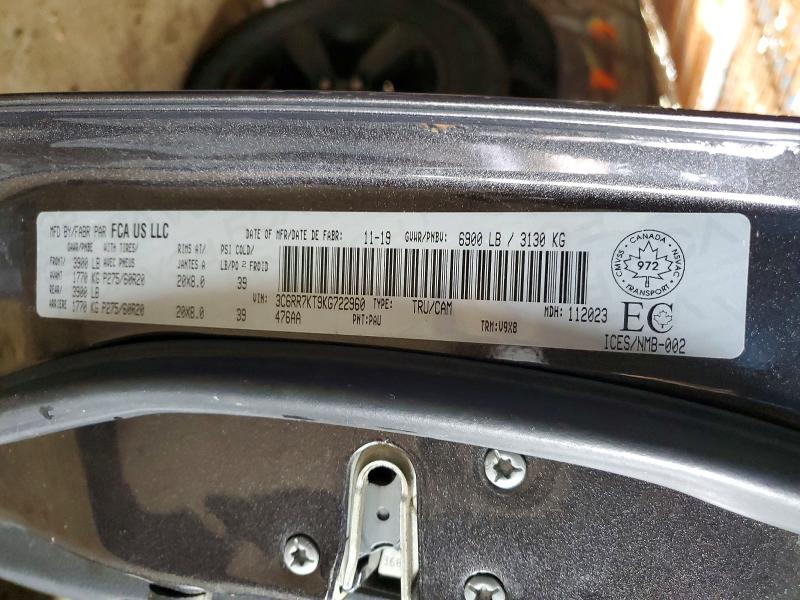 2019 Ram 1500 Classic მანქანა იყიდება აუქციონზე, vin: 3C6RR7KT9KG722960, აუქციონის ნომერი: 49493846
