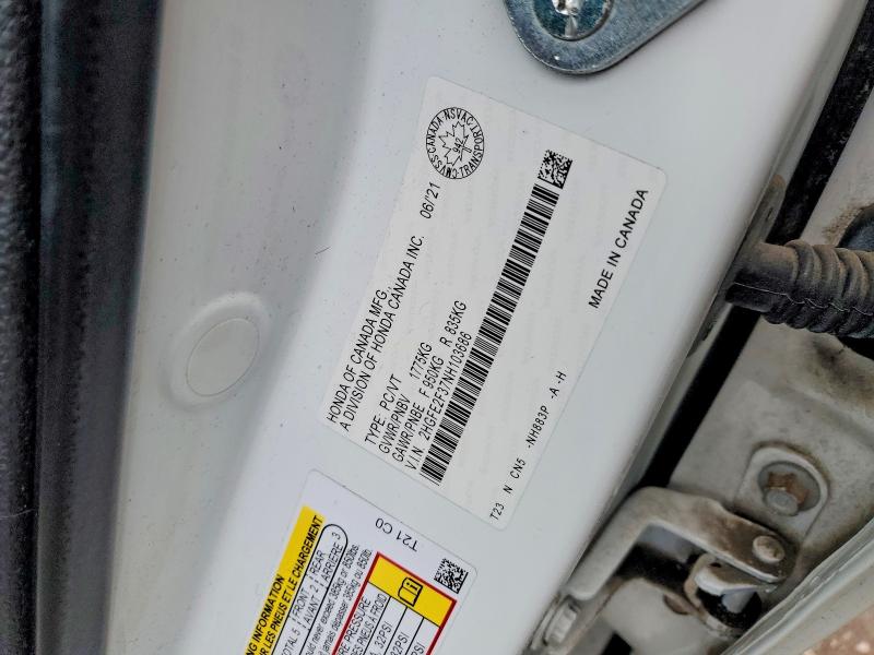 48249896 :رقم المزاد ، 2HGFE2F37NH103686 vin ، 2022 Honda Civic مزاد بيع