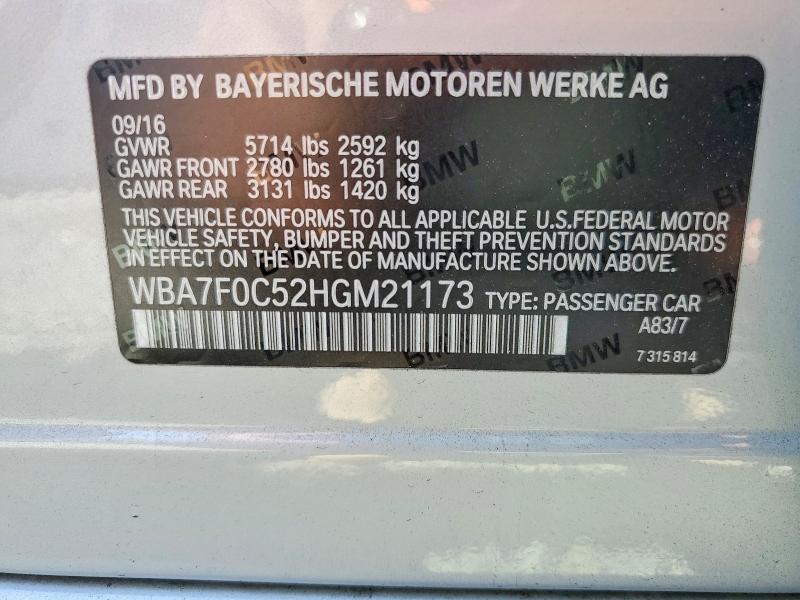 Продаж на аукціоні авто 2017 Bmw 750, vin: WBA7F0C52HGM21173, номер лоту: 50762546