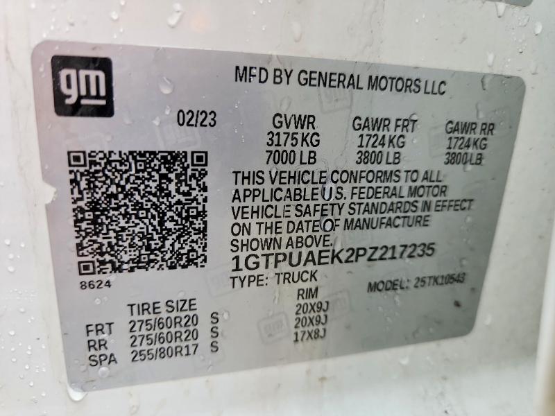 Aukcja sprzedaży 2023 Gmc Sierra, vin: 1GTPUAEK2PZ217235, numer aukcji: 49800296