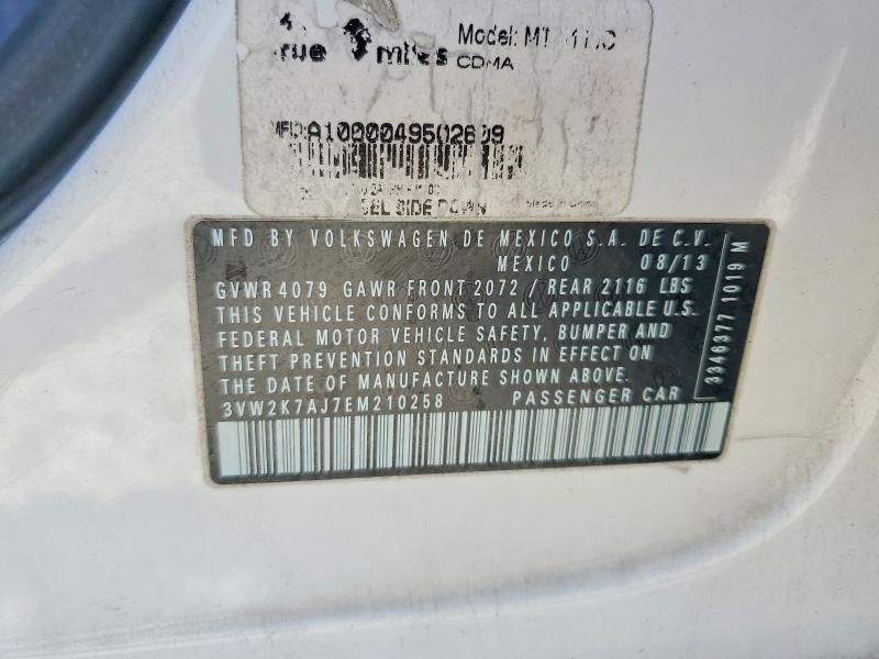 48831886 :رقم المزاد ، 3VW2K7AJ7EM210258 vin ، 2014 Volkswagen Jetta مزاد بيع