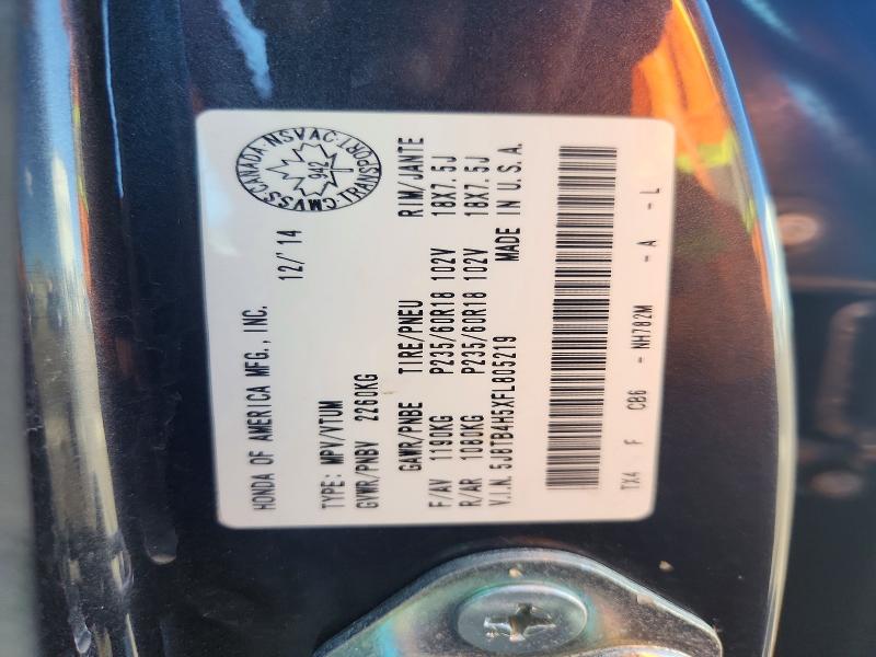 50241466 :رقم المزاد ، 5J8TB4H5XFL805219 vin ، 2015 Acura Rdx مزاد بيع