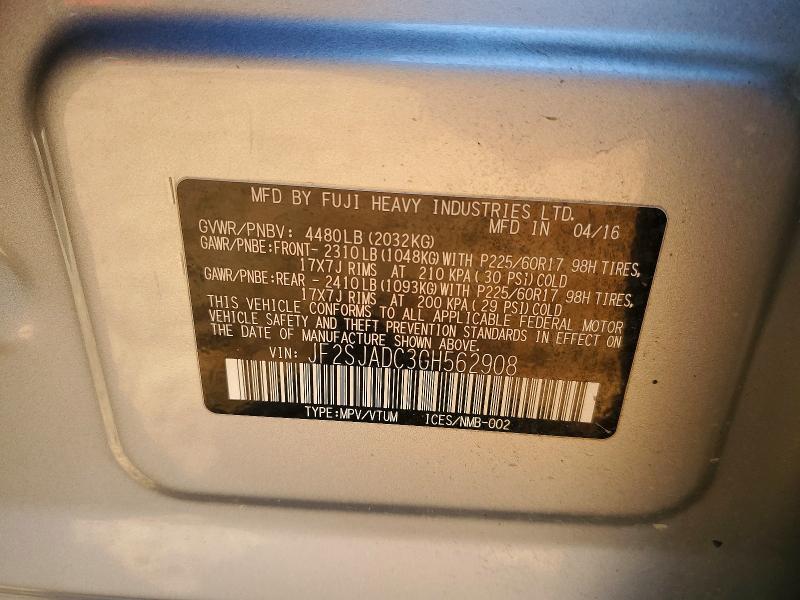 Продажа на аукционе авто 2016 Subaru Forester, vin: JF2SJADC3GH562908, номер лота: 49374616