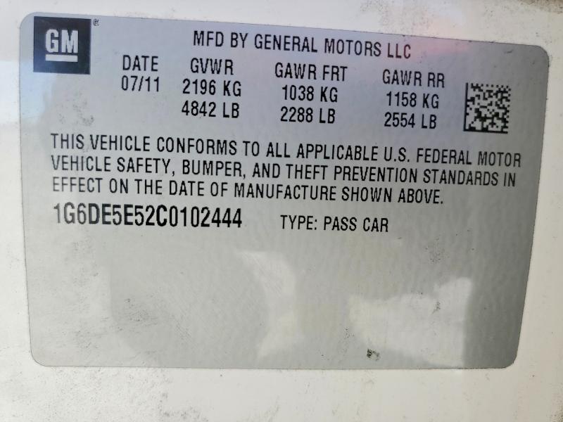 48960476 :رقم المزاد ، 1G6DE5E52C0102444 vin ، 2012 Cadillac Cts مزاد بيع