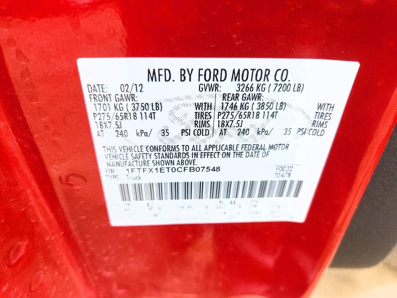 Aukcja sprzedaży 2012 Ford F150, vin: 1FTFX1ET0CFB07548, numer aukcji: 50568806