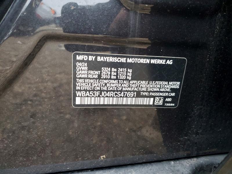 Aukcja sprzedaży 2024 Bmw 530, vin: WBA53FJ04RCS47691, numer aukcji: 47942216