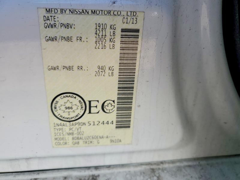 Продажа на аукционе авто 2013 Nissan Altima, vin: 1N4AL3AP9DN512444, номер лота: 50560186