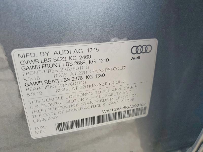 Aukcja sprzedaży 2016 Audi Q5, vin: WA1L2AFP5GA090102, numer aukcji: 50444746