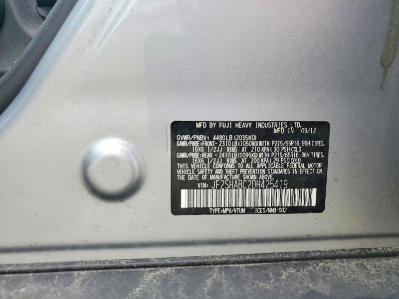 Aukcja sprzedaży 2013 Subaru Forester, vin: JF2SHABC2DH425419, numer aukcji: 50570146