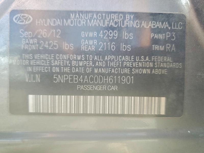 Продаж на аукціоні авто 2013 Hyundai Sonata, vin: 5NPEB4AC0DH611901, номер лоту: 50855976