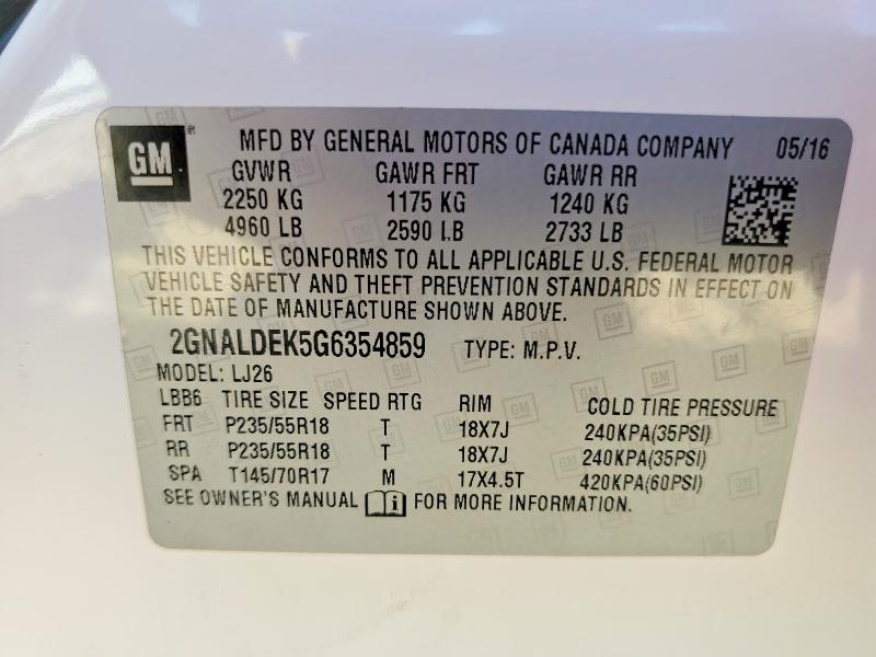 Продаж на аукціоні авто 2016 Chevrolet Equinox L Fwd, vin: 2GNALDEK5G6354859, номер лоту: 51171916