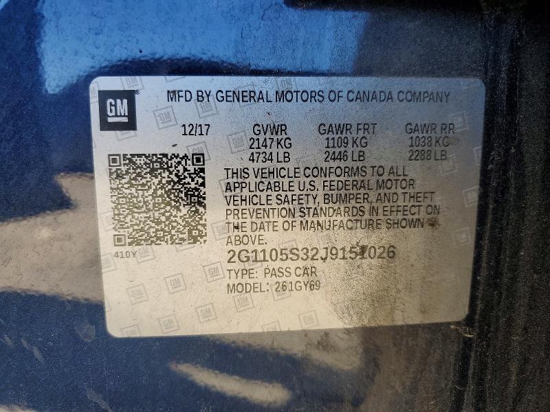 Aukcja sprzedaży 2018 Chevrolet Impala, vin: 2G1105S32J9151026, numer aukcji: 49219366