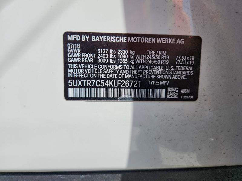 Aukcja sprzedaży 2019 Bmw X3, vin: 5UXTR7C54KLF26721, numer aukcji: 49994216