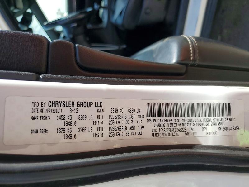 Продаж на аукціоні авто 2014 Jeep Grand Cherokee, vin: 1C4RJEBG7EC248229, номер лоту: 51380276