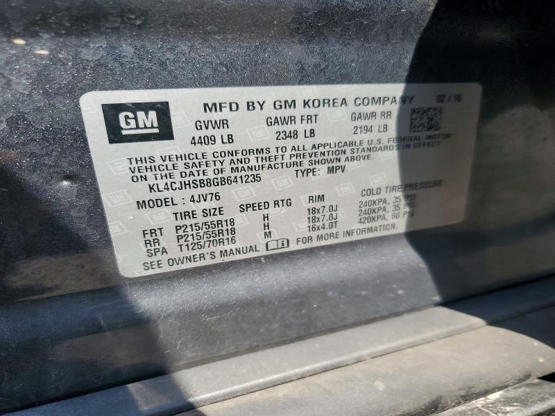 Продаж на аукціоні авто 2016 Buick Encore, vin: KL4CJHSB8GB641235, номер лоту: 50608816